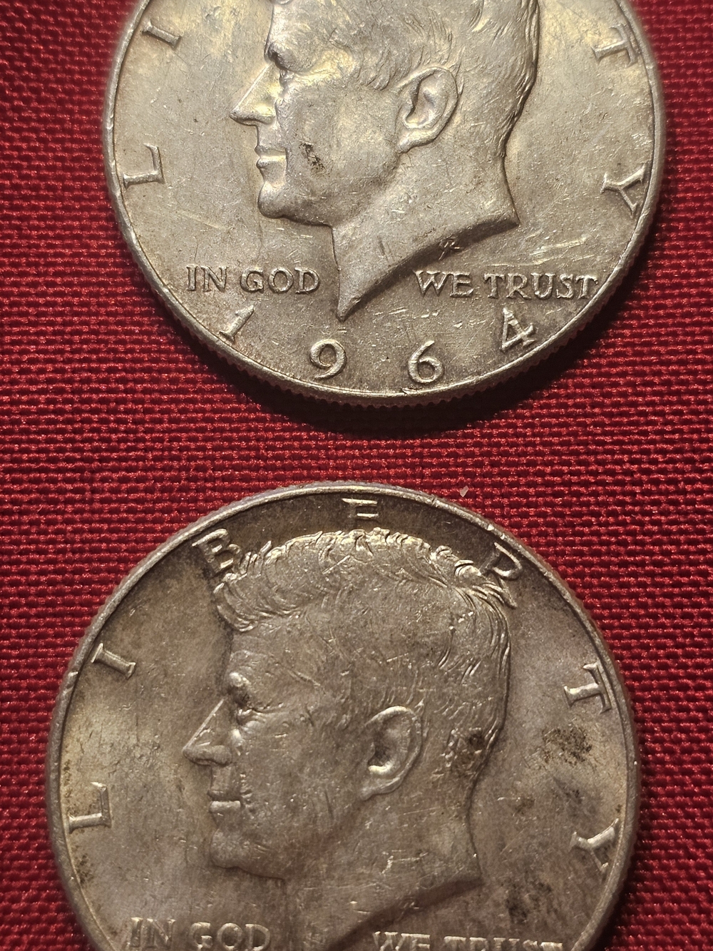 (2) Kennedy Half Dollars, 90% Silver 1964-D, 1964